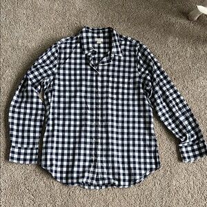 J. Crew Factory Navy and White Checkered Button Down Shirt